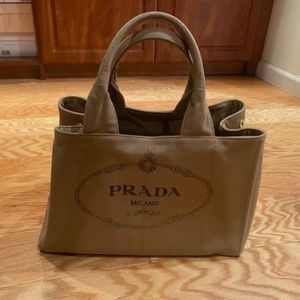 Beautiful Beige Prada Medium sized Canvas "Canape" Tote